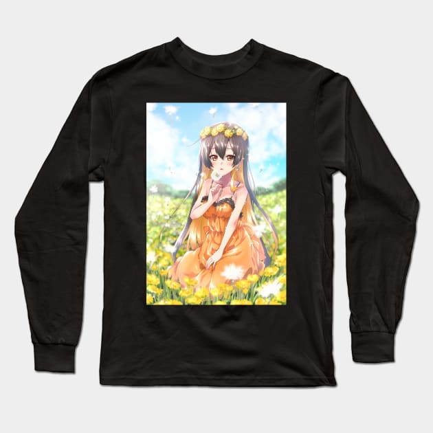 Monerochan with Dandelions Long Sleeve T-Shirt by Monero Art Fund